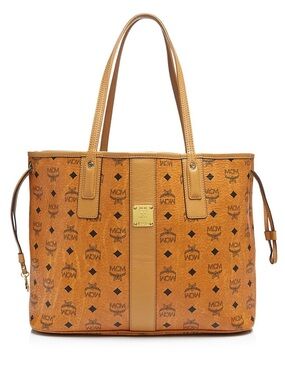 MCM Liz Reversible MD Tote. Cognac/Gold.